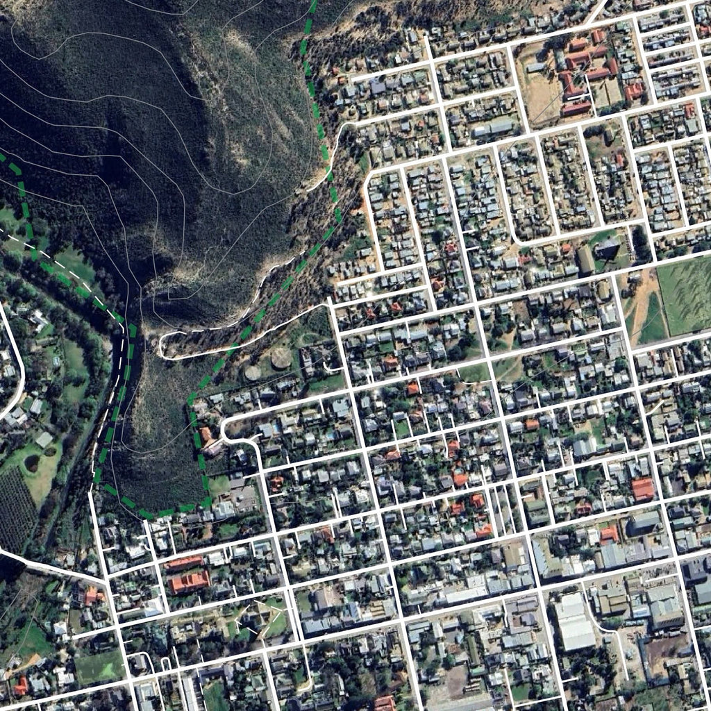Close-up detail of the Montagu Aerial map print, showing the fine line work and quality of the full-size print.