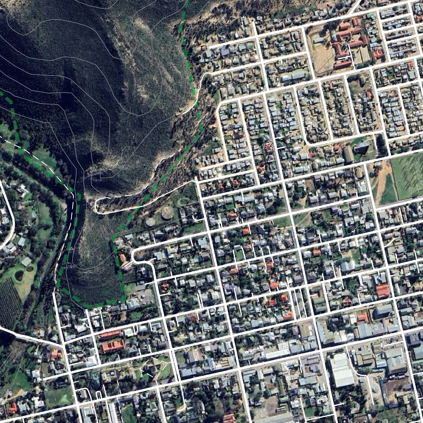 Close-up detail of the Montagu Aerial map print, showing the fine line work and quality of the full-size print.