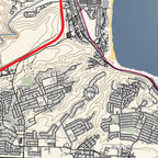 Close-up detail of the Mossel Bay 1 Classic map print, showing the fine line work and quality of the full-size print