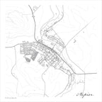 Napier map print in the minimalist Mono style, with grey buildings, black street lines and fine contour lines on a white background