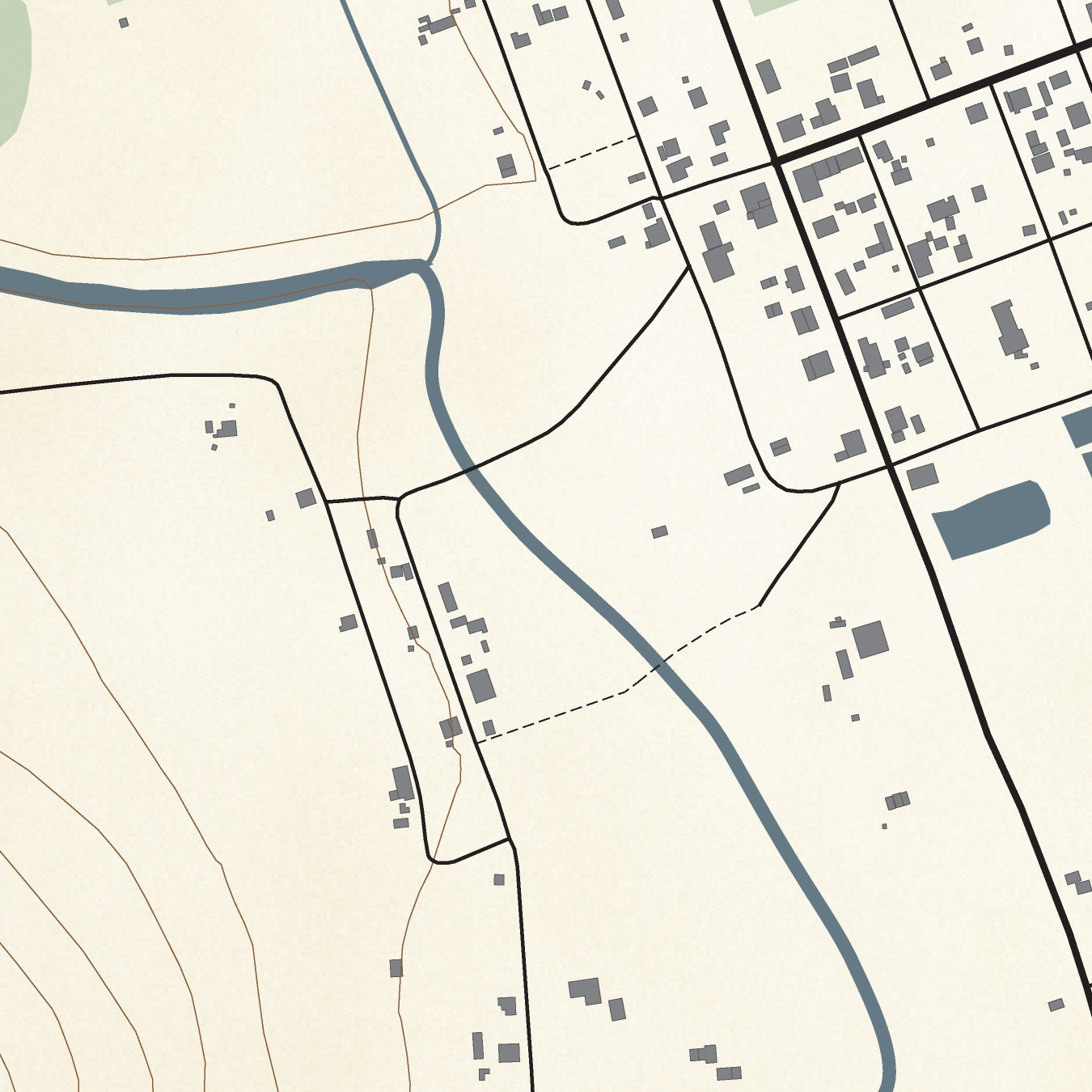 Close-up detail of the Nieu Bethesda Classic map print, showing the fine line work and quality of the full-size print