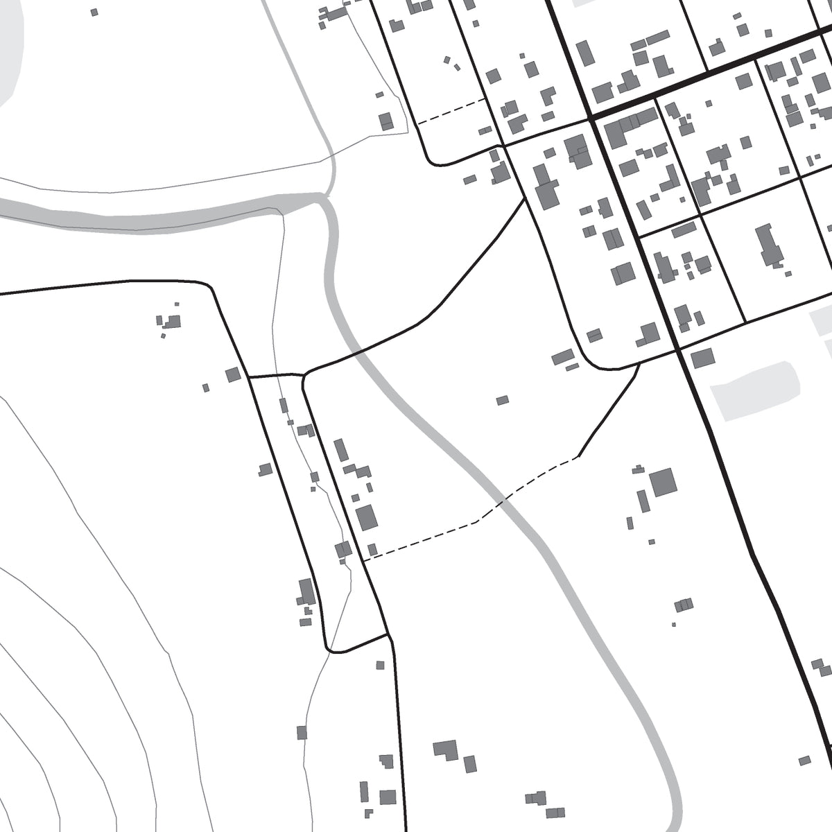 Close-up detail of the Nieu Bethesda Mono map print, showing the fine line work and quality of the full-size print