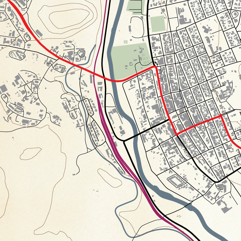 Close-up detail of the Nxuba (Cradock) Classic map print, showing the fine line work and quality of the full-size print