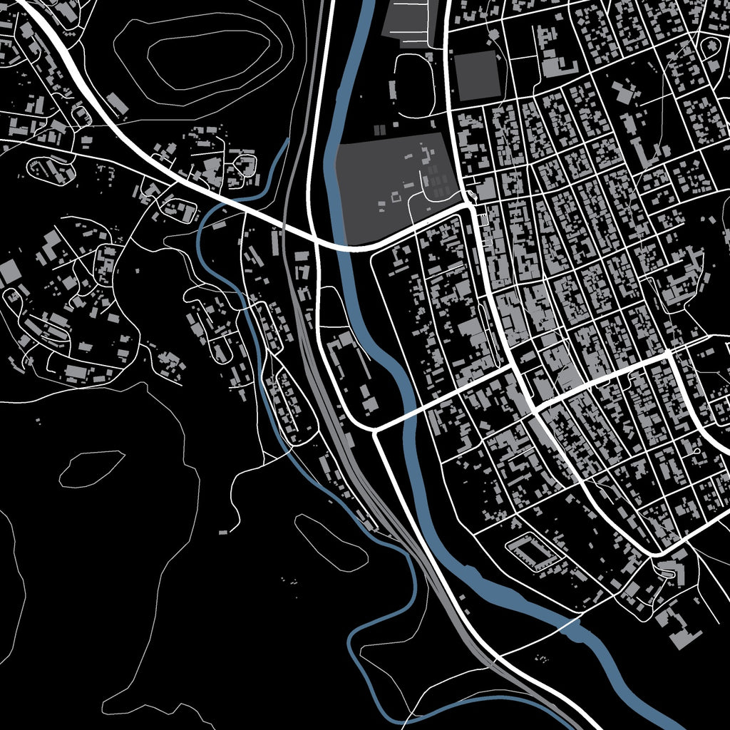 Close-up detail of the Nxuba (Cradock) Granite map print, showing the fine line work and quality of the full-size print