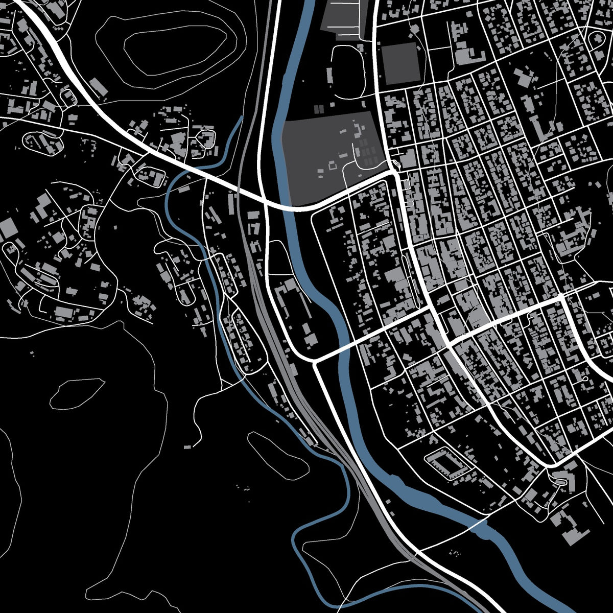 Close-up detail of the Nxuba (Cradock) Granite map print, showing the fine line work and quality of the full-size print