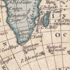 Detail of Faden's 1798 Old World map showing southern Africa, Madagascar and the Cape of Good Hope, with blue-edged coastlines and fine lettering