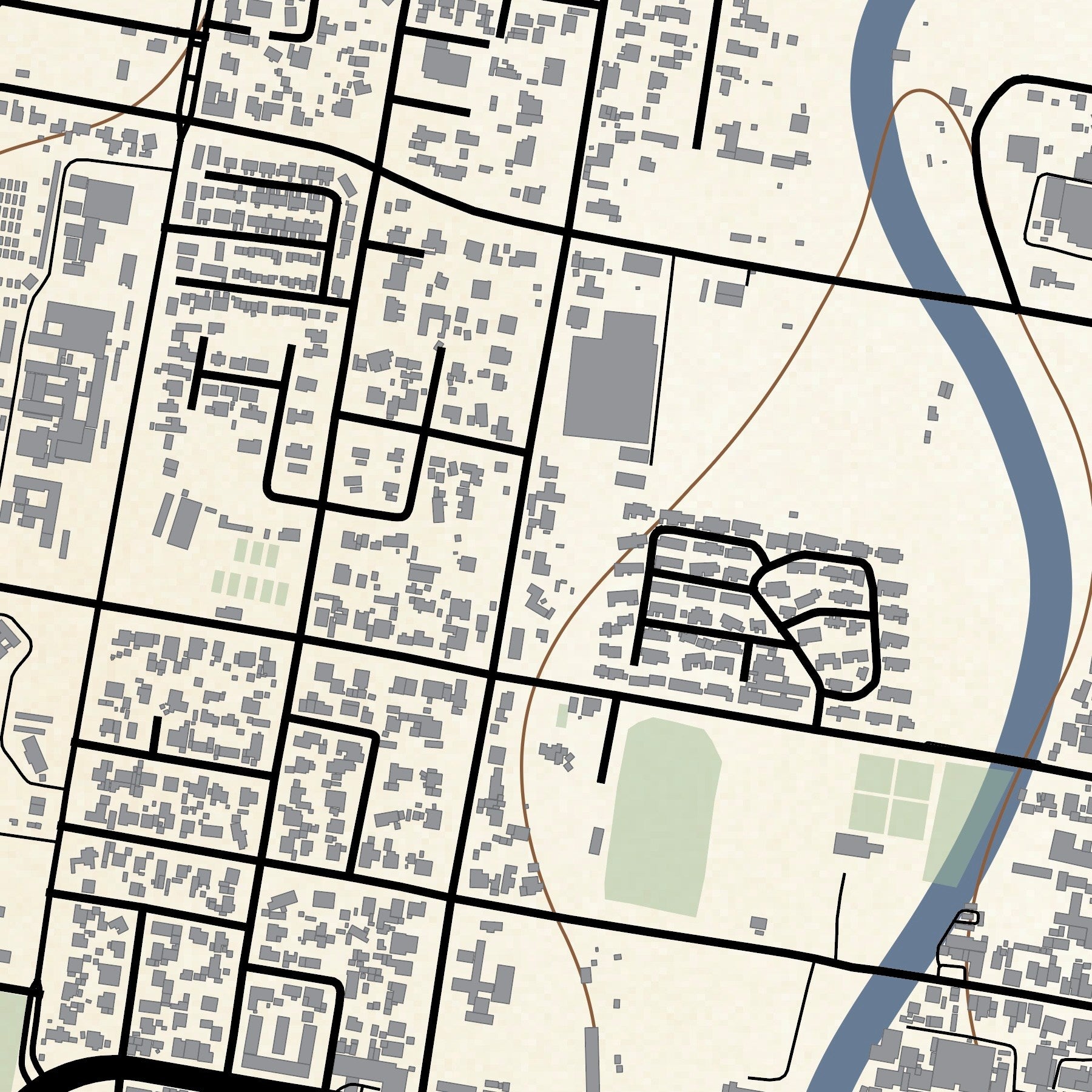 Close-up detail of the Oudtshoorn Classic map print, showing the fine line work and quality of the full-size print.