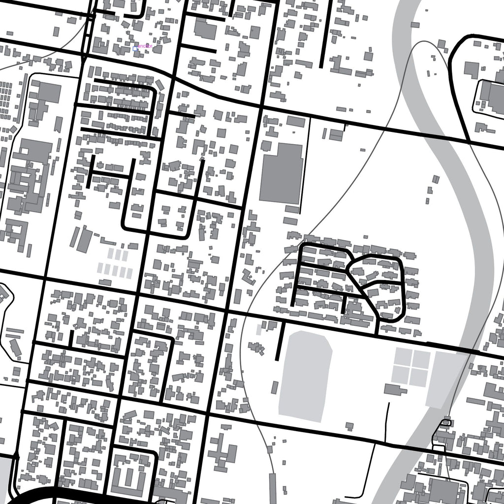 Close-up detail of the Oudsthoorn Mono map print, showing the fine line work and quality of the full-size print