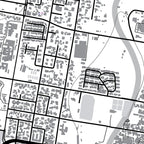 Close-up detail of the Oudsthoorn Mono map print, showing the fine line work and quality of the full-size print
