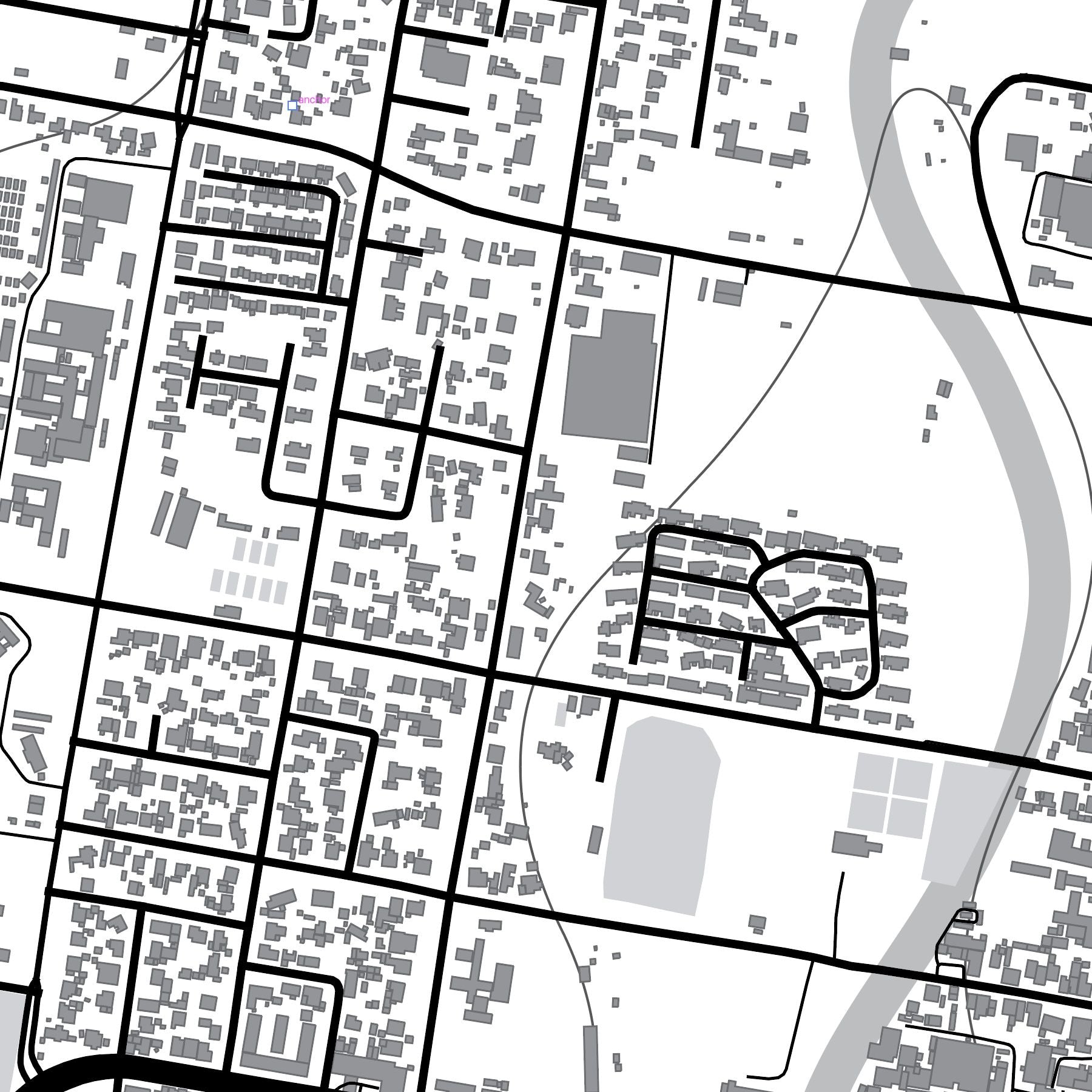 Close-up detail of the Oudsthoorn Mono map print, showing the fine line work and quality of the full-size print