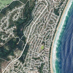 Close-up detail of the Plettenberg Bay Aerial map print, showing the fine line work and quality of the full-size print