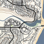 Close-up detail of the Plettenberg Bay Classic map print, showing the fine line work and quality of the full-size print