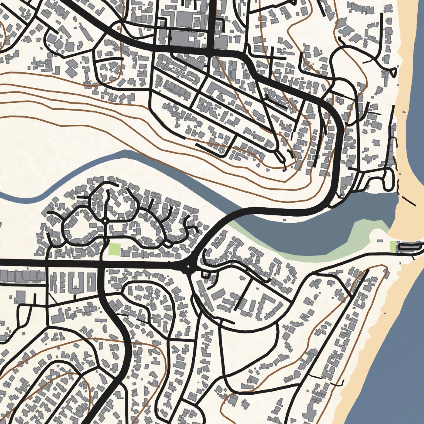 Close-up detail of the Plettenberg Bay Classic map print, showing the fine line work and quality of the full-size print