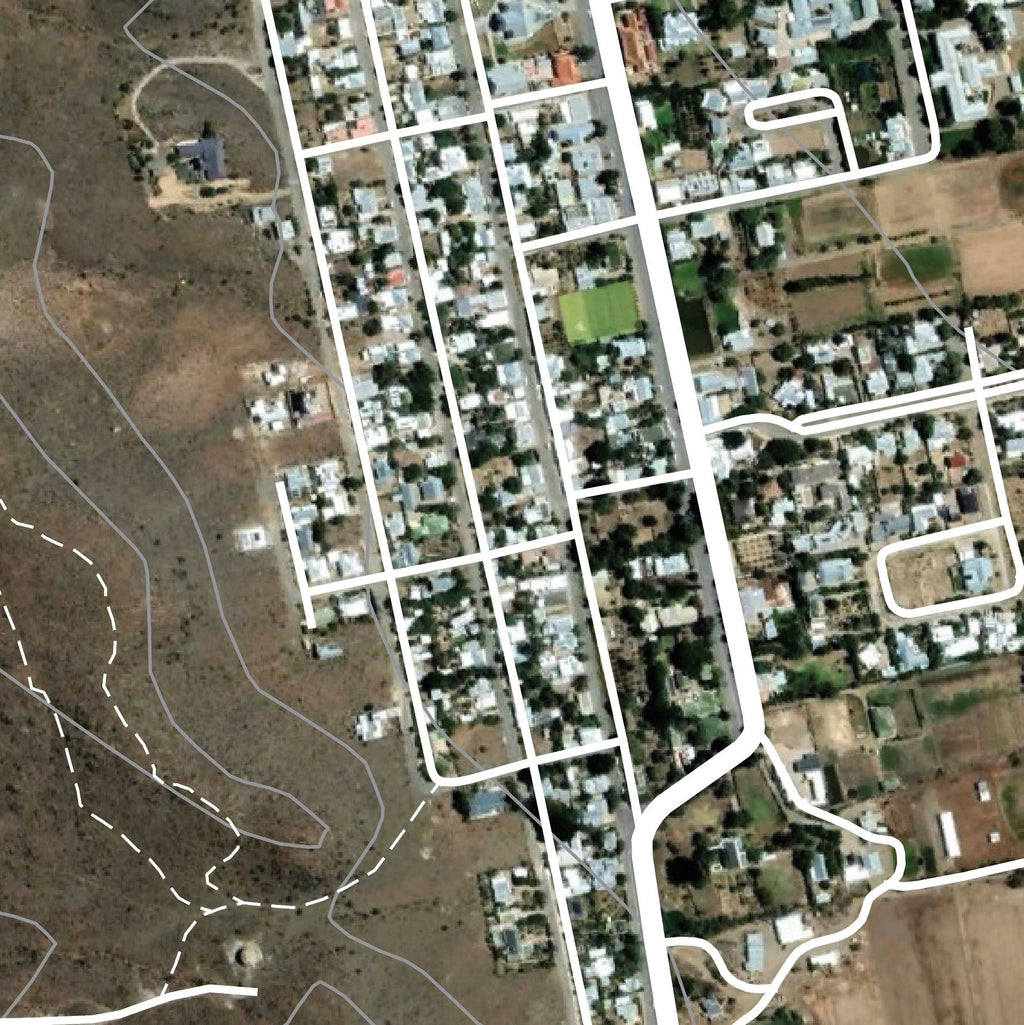 Close-up detail of the Prince Albert Aerial map print, showing the fine line work and quality of the full-size print