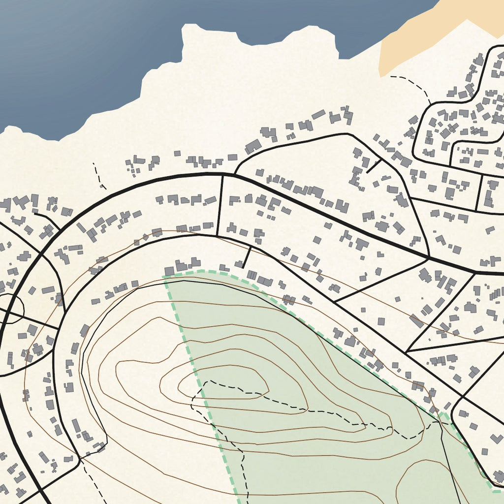 Close-up detail of the Pringle Bay Classic map print, showing the fine line work and quality of the full-size print