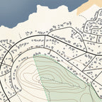 Close-up detail of the Pringle Bay Classic map print, showing the fine line work and quality of the full-size print