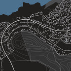 Close-up detail of the Pringle Bay Granite map print, showing the fine line work and quality of the full-size print