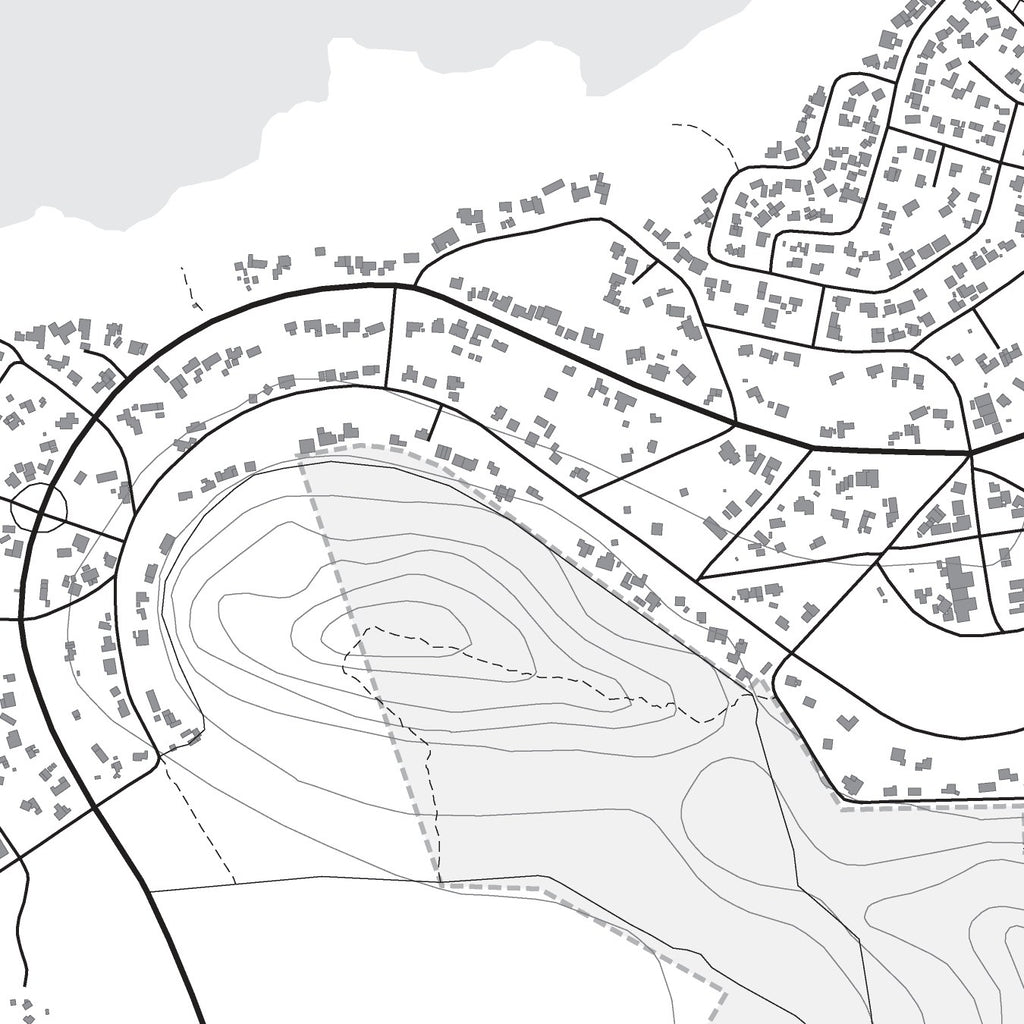 Close-up detail of the Pringle Bay Mono map print, showing the fine line work and quality of the full-size print.