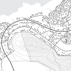 Close-up detail of the Pringle Bay Mono map print, showing the fine line work and quality of the full-size print.