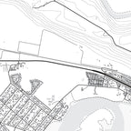 Close-up detail of the Sedgefield Mono map print, showing the fine line work and quality of the full-size print.