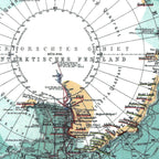 Detail of Perthes' 1912 South Polar map showing the unexplored interior of Antarctica and a red expedition route towards the South Pole