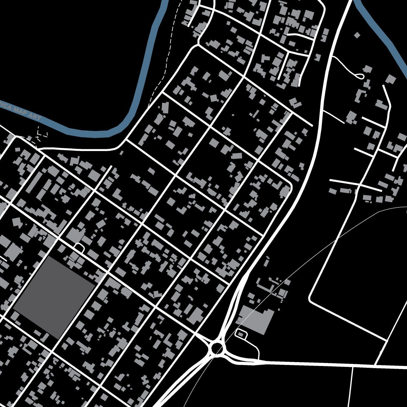 Close-up detail of the Stanford Granite map print, showing the fine line work and quality of the full-size print
