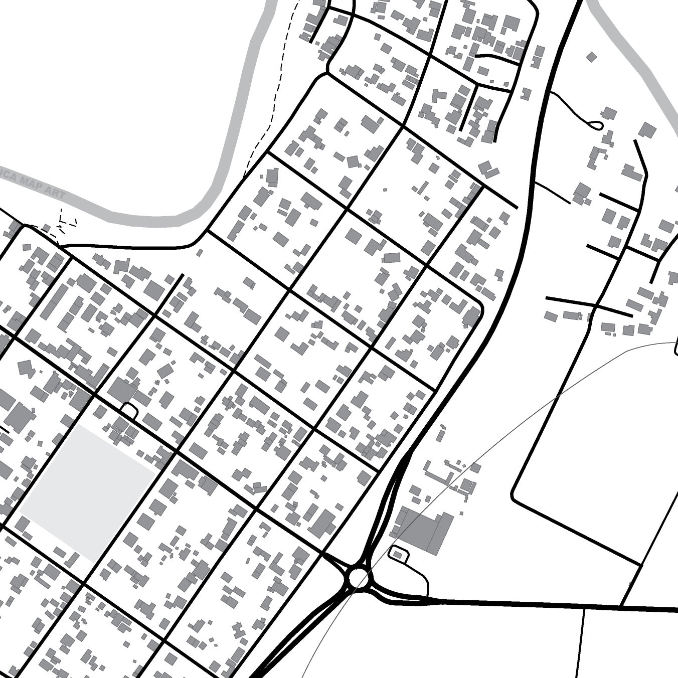 Close-up detail of the Stanford Mono map print, showing the fine line work and quality of the full-size print