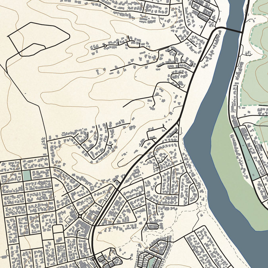Close-up detail of the Stilbaai Classic map print, showing the fine line work and quality of the full-size print