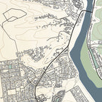 Close-up detail of the Stilbaai Classic map print, showing the fine line work and quality of the full-size print