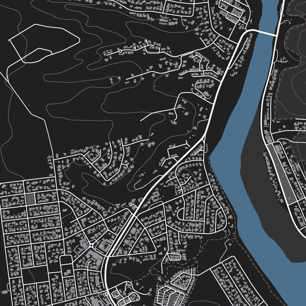 Close-up detail of the Stilbaai Granite map print, showing the fine line work and quality of the full-size print
