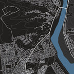 Close-up detail of the Stilbaai Granite map print, showing the fine line work and quality of the full-size print