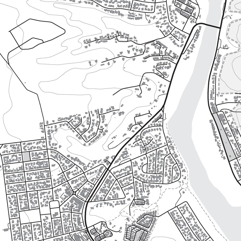 Close-up detail of the Stilbaai Mono map print, showing the fine line work and quality of the full-size print