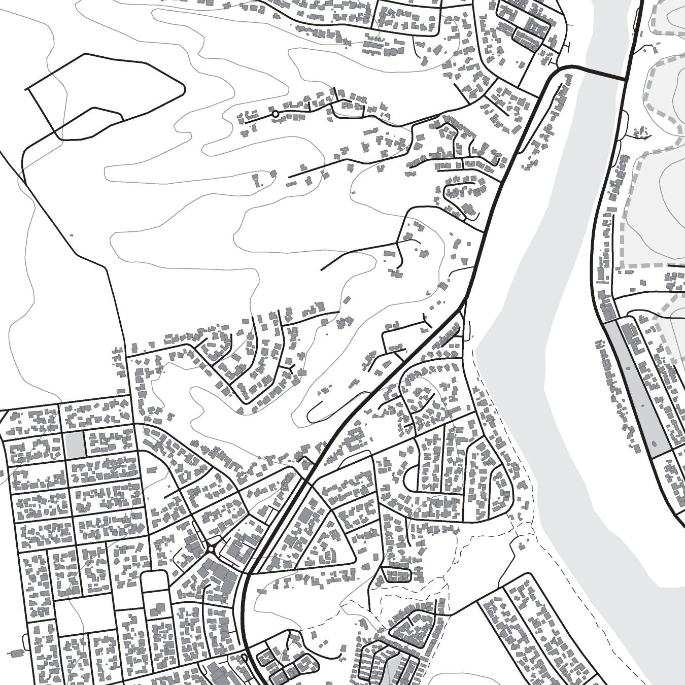 Close-up detail of the Stilbaai Mono map print, showing the fine line work and quality of the full-size print