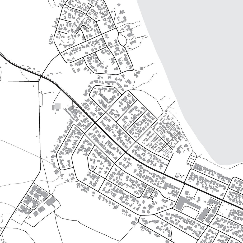 Close-up detail of the Struisbaai Mono map print, showing the fine line work and quality of the full-size print.