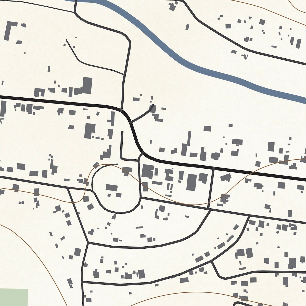 Close-up detail of the Suurbraak Classic map print, showing the fine line work and quality of the full-size print