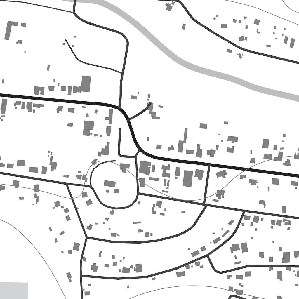 Close-up detail of the Suurbraak Mono map print, showing the fine line work and quality of the full-size print