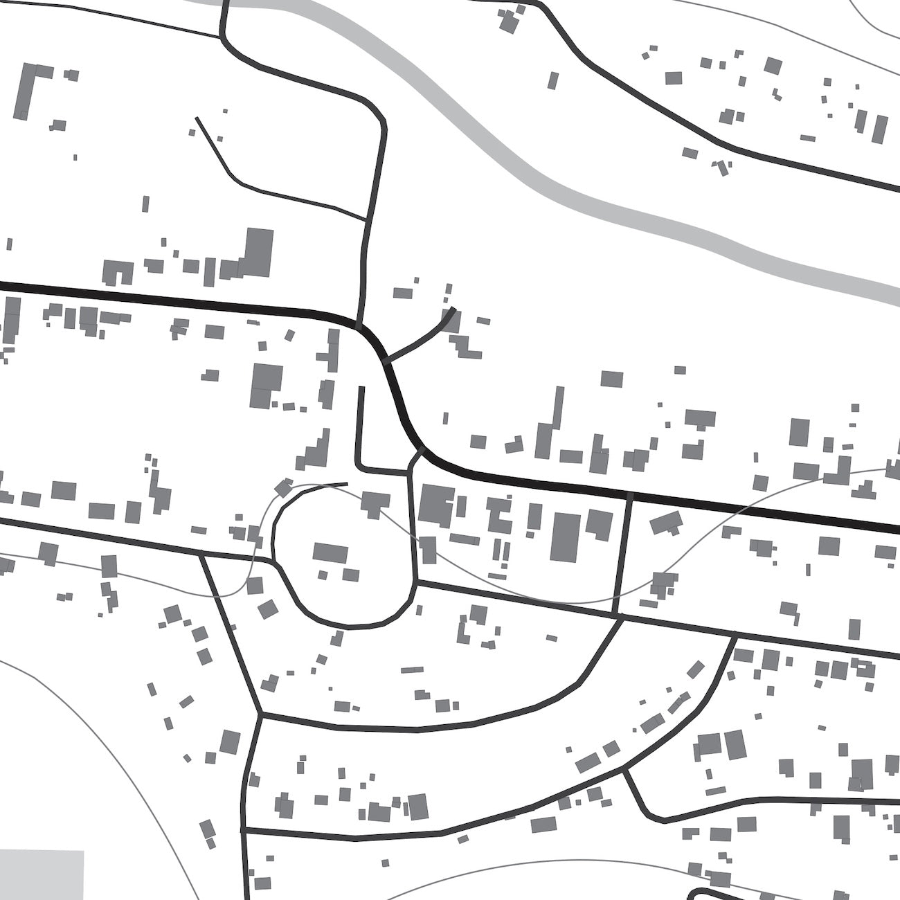 Close-up detail of the Suurbraak Mono map print, showing the fine line work and quality of the full-size print