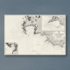 1867 Admiralty chart from Table Bay to Cape Agulhas, reproduction print showing the Cape Peninsula and False Bay, with compass roses and inset harbour plans