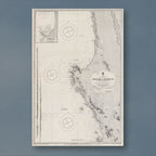 1871 Admiralty chart from Table Bay to Donkin Bay, reproduction print showing the West Coast and St Helena Bay, with three compass roses and an inset plan