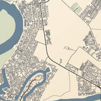 Close-up detail of the Velddrif Classic map print, showing the fine line work and quality of the full-size print