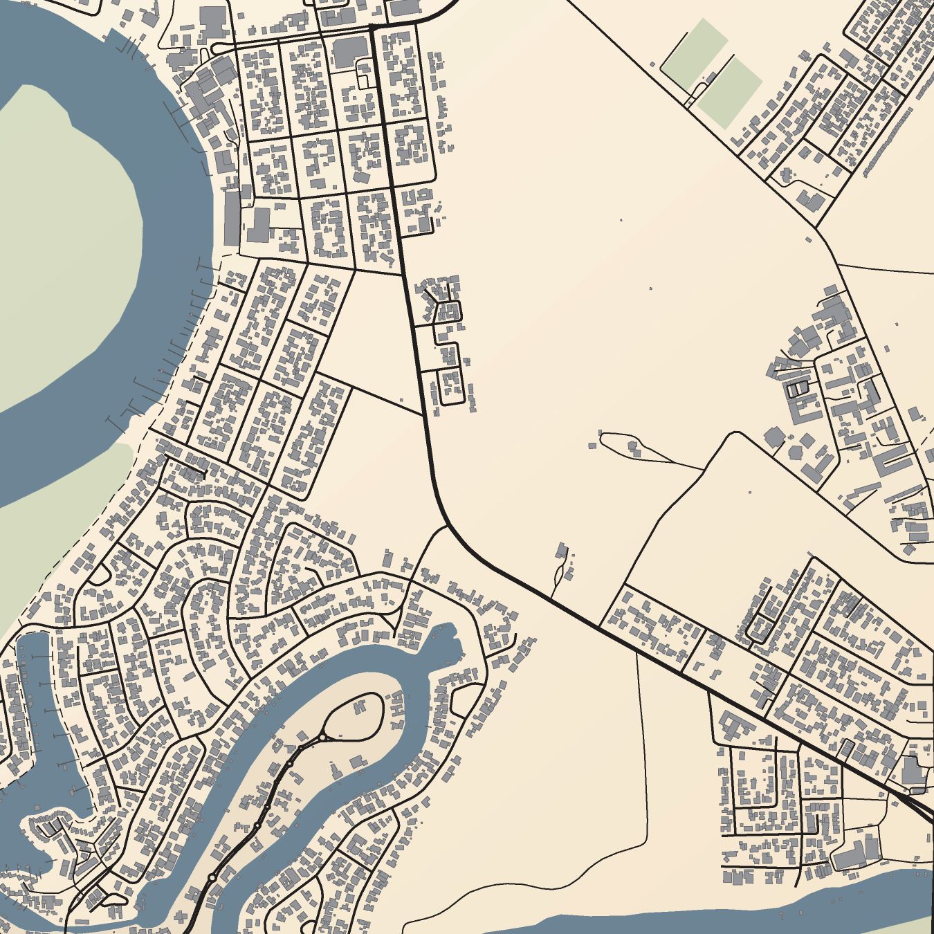 Close-up detail of the Velddrif Classic map print, showing the fine line work and quality of the full-size print