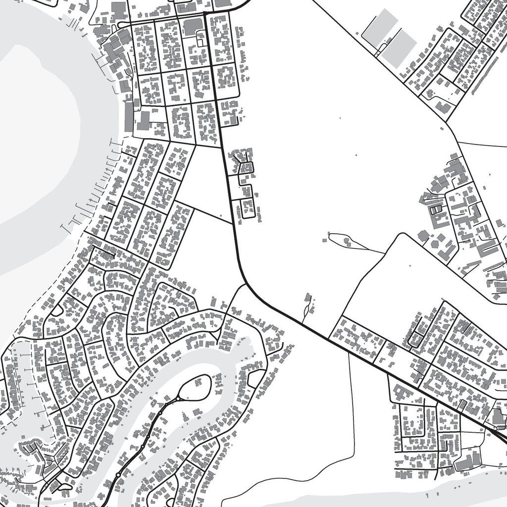 Close-up detail of the Velddrif Mono map print, showing the fine line work and quality of the full-size print
