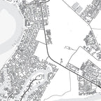 Close-up detail of the Velddrif Mono map print, showing the fine line work and quality of the full-size print