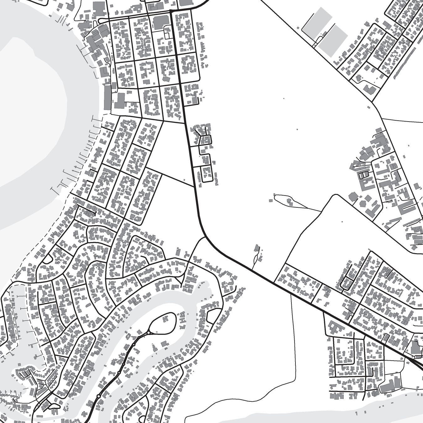 Close-up detail of the Velddrif Mono map print, showing the fine line work and quality of the full-size print