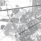 Close-up detail of the Worcester Mono map print, showing the fine line work and quality of the full-size print