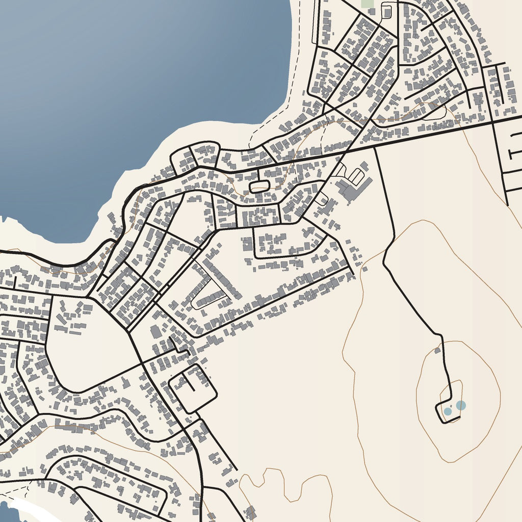 Close-up detail of the Yzerfontein Classic map print, showing the fine line work and quality of the full-size print