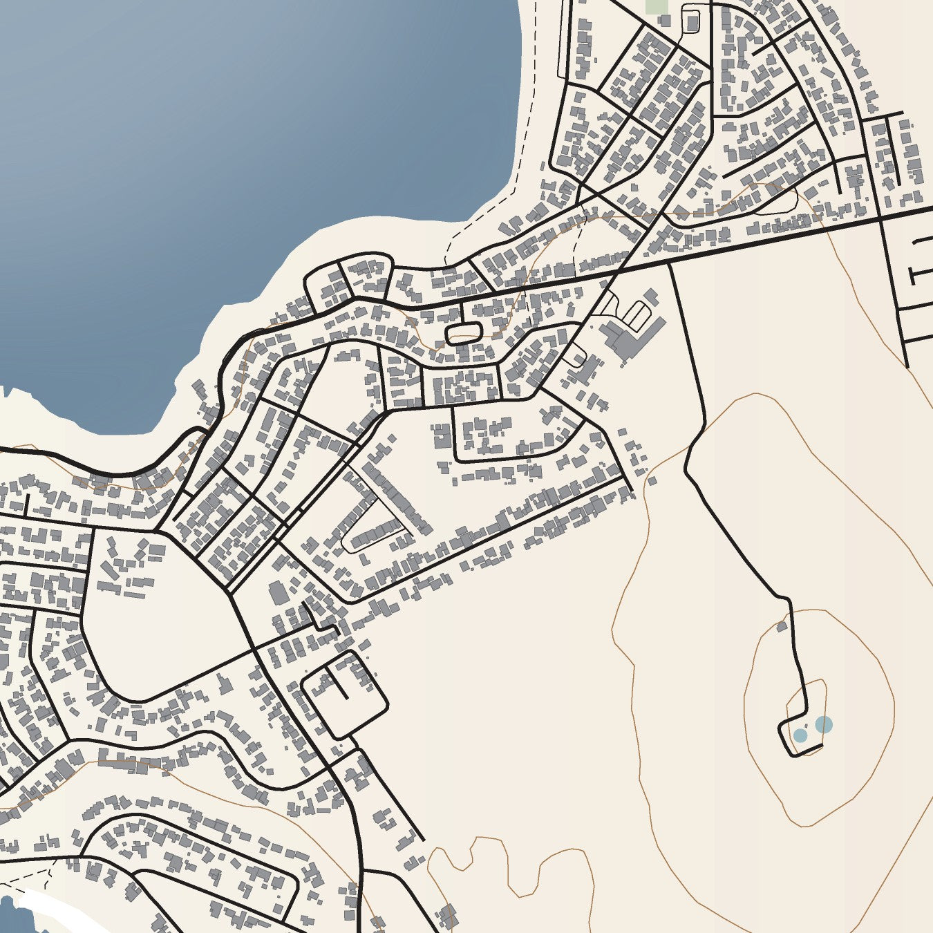 Close-up detail of the Yzerfontein Classic map print, showing the fine line work and quality of the full-size print