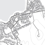 Close-up detail of the Yzerfontein Mono map print, showing the fine line work and quality of the full-size print