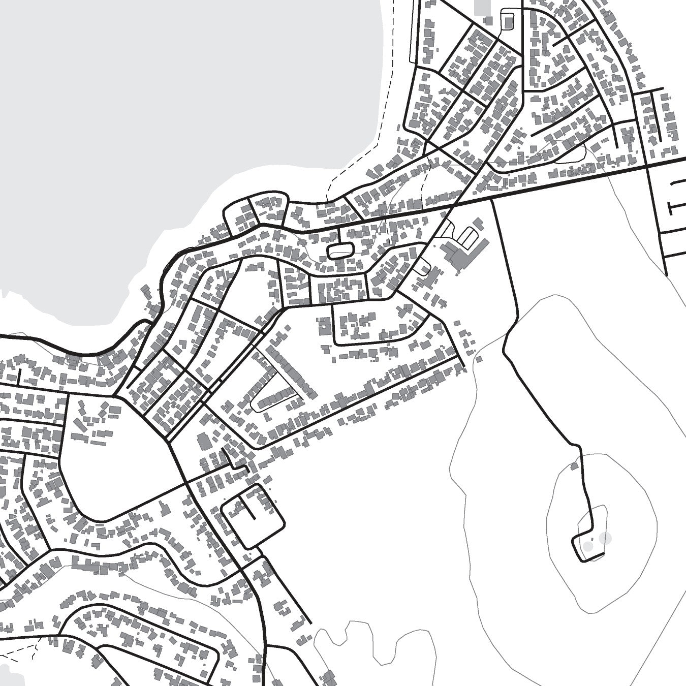 Close-up detail of the Yzerfontein Mono map print, showing the fine line work and quality of the full-size print